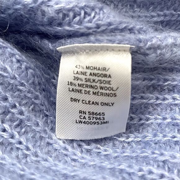 Lewit Blue NWOT 395.00  Mohair Angora Silk Merino Wool Puff Sleeve Sweater large - Picture 4 of 7